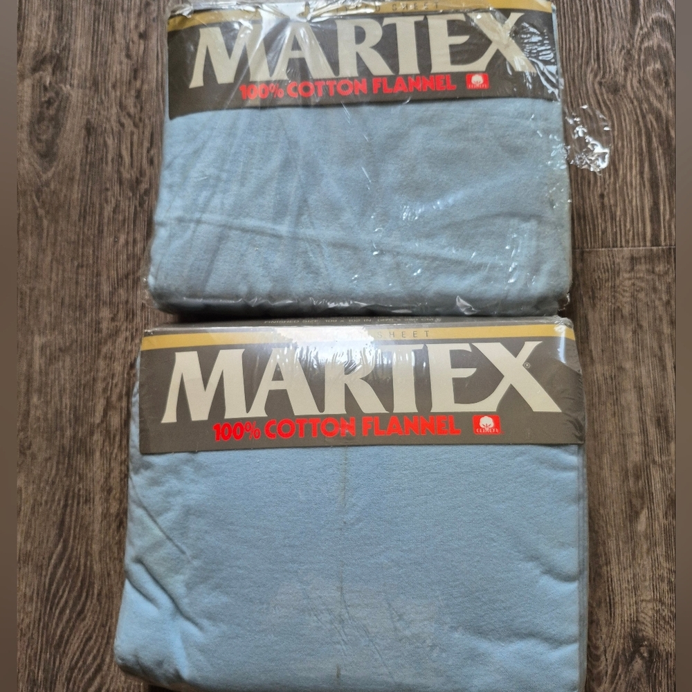 Martex Vintage Blue Cotton Flannel Sheets King Size